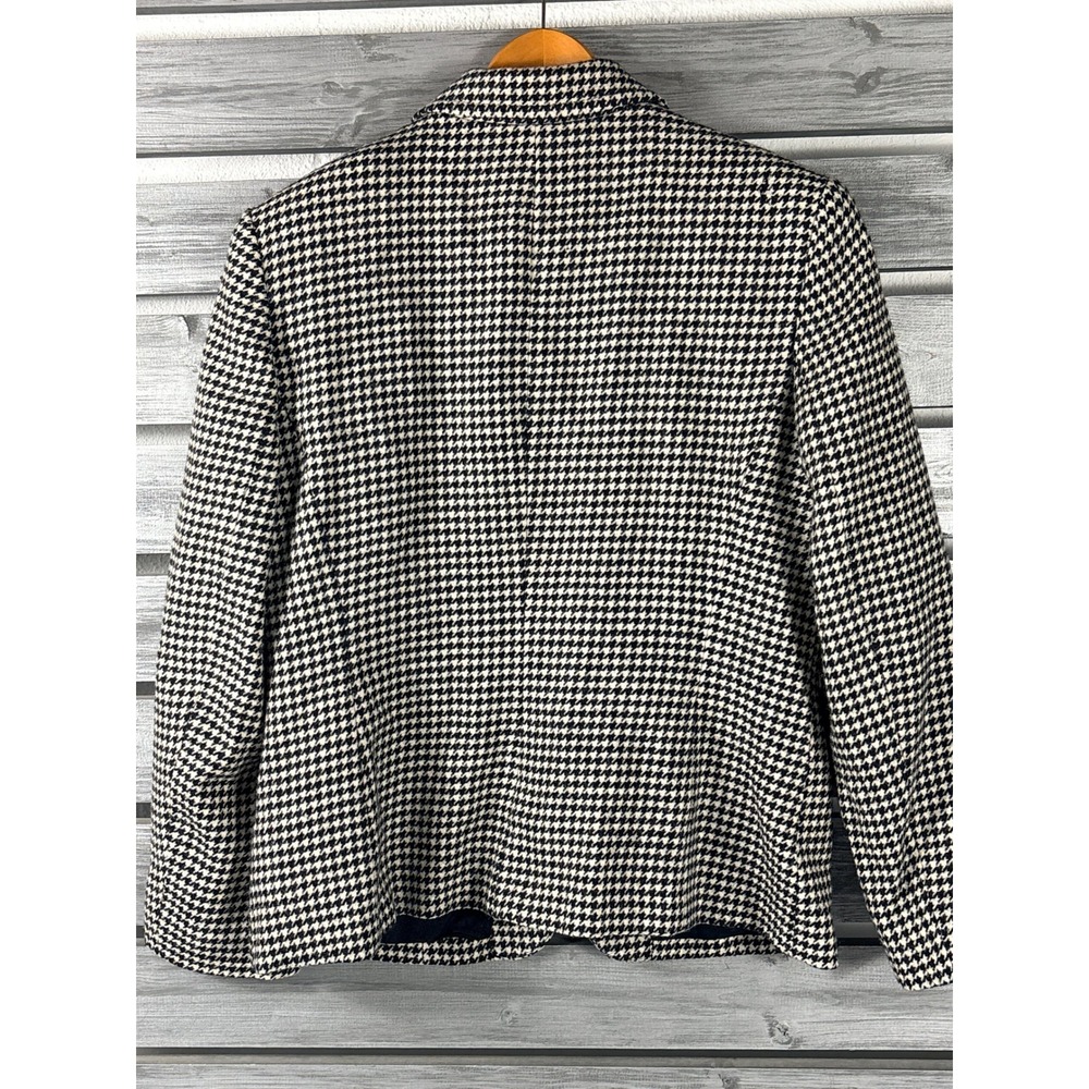 Lauren Ralph Lauren Womens 12 Houndstooth Worsted Wool Tweed Zip Blazer Vintage - Picture 7 of 12